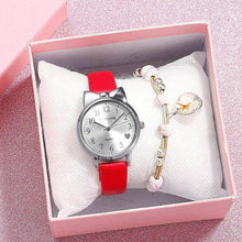 Load image into Gallery viewer, Children Quartz Watch Fashion Student Watch Analog Watch Leather Strap Quartz Watch Children Set Bracelet Watch Leather Band Luxury Quartz Watches Elegant Design For Womens