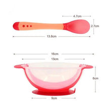 Load image into Gallery viewer, Children's Tableware Baby Learning Dishes With Suction Cup Assist Food Bowl Temperature Sensing Spoon Baby Feeding Bowl