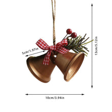 Load image into Gallery viewer, Christmas Bell Ornament Metal Dual Bell Christmas Bell Ornament Decoration with Berry Plaid Bow Christmas Tree Pendants For Making Wind Chimes Christmas Tree Hang Pendant Hang On Door wall porch