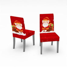 Load image into Gallery viewer, Christmas Chair Covers Santa Printed Elastic Stretch Dining Room Chair Slipcover Kitchen Seat Cover Spandex Home Decor chair Stretch Removable Washable Dining Room Chair Protector Slipcovers Christmas Decoration/Home Decor Dining Room Seat Cover