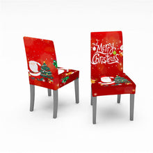 Load image into Gallery viewer, Christmas Chair Covers Santa Printed Elastic Stretch Dining Room Chair Slipcover Kitchen Seat Cover Spandex Home Decor chair Stretch Removable Washable Dining Room Chair Protector Slipcovers Christmas Decoration/Home Decor Dining Room Seat Cover