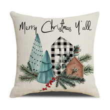 Load image into Gallery viewer, Christmas Decoration Cushion Cover Decorative Throw Pillow Cover Christmas Decor Xmas Winter Decorations Holiday Pillows Cushion Case Candle Pine Tree Deer Sleigh Printed Pillow Cover Xmas 45X45CM