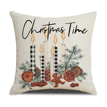 Load image into Gallery viewer, Christmas Decoration Cushion Cover Decorative Throw Pillow Cover Christmas Decor Xmas Winter Decorations Holiday Pillows Cushion Case Candle Pine Tree Deer Sleigh Printed Pillow Cover Xmas 45X45CM