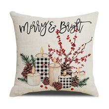 Load image into Gallery viewer, Christmas Decoration Cushion Cover Decorative Throw Pillow Cover Christmas Decor Xmas Winter Decorations Holiday Pillows Cushion Case Candle Pine Tree Deer Sleigh Printed Pillow Cover Xmas 45X45CM