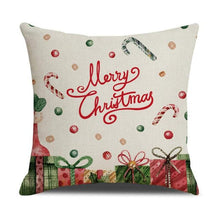 Load image into Gallery viewer, Christmas Green Stripe Pattern Cotton Linen Throw Pillow Christmas Stripe Pillow Cases Christmas Green Decorative Cushion Cover Cotton Linen Pillowcase Indoor Sofa Decorations Home Sofa Decorative Pillowcase 45X45CM