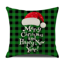 Load image into Gallery viewer, Christmas Green Stripe Pattern Cotton Linen Throw Pillow Christmas Stripe Pillow Cases Christmas Green Decorative Cushion Cover Cotton Linen Pillowcase Indoor Sofa Decorations Home Sofa Decorative Pillowcase 45X45CM