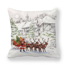 将图片加载到图库查看器,Christmas Pillowcase Holiday Decoration Christmas Santa Pillow Covers Santa Claus Pillow Covers Christmas Sofa Throw Pillow Home Cushion Cover Christmas Snowman Print Pillowcase Letter 45x45CM