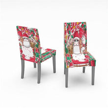 Load image into Gallery viewer, Christmas Removable Washable Dining Room Chair Protector Slipcovers for Christmas Home Decor Holiday Seat Cover Christmas Chair Covers Santa Printed Elastic Stretch Dining Chairs Chair Slipcover Kitchen Seat Cover Home Decor
