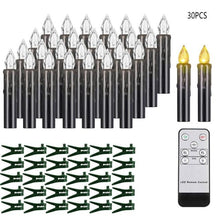 将图片加载到图库查看器,Christmas Tree Clip Candle Warm White Battery Operated Waterproof LED Flameless Taper Ivory Floating Candles with Remote Timer Ideal For Home Flameless Flashing With Remote And Suction Cup LED Candles For Halloween Birthday Garden Decoration