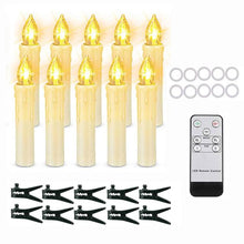 将图片加载到图库查看器,Christmas Tree Clip Candle Warm White Battery Operated Waterproof LED Flameless Taper Ivory Floating Candles with Remote Timer Ideal For Home Flameless Flashing With Remote And Suction Cup LED Candles For Halloween Birthday Garden Decoration