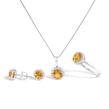 Load image into Gallery viewer, 10K White Gold Purple Amethyst and 3/8 Cttw Diamond Halo Jewelry Set (Earrings, Pendant & Ring)