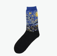将图片加载到图库查看器,Classic Autumn Winter Retro Personality Art Van Gogh Mural World Famous Oil Painting Female Sock For Men And Women