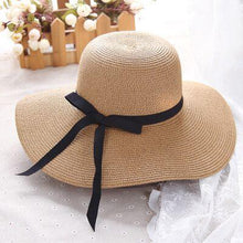 Load image into Gallery viewer, Classic Design Wide Elegant Hat New Simple Foldable Wide Floppy Girls Straw Hat Sun Hat Beach Women Summer Hat UV Protect Travel Cap Lady Cap Female Outdoor Summer Hat