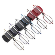 Load image into Gallery viewer, Classic Fashionable Folding Reading Glasses With Case For Men Women Telescopic Rotation Eyeglasses Includes Glasses Case Blue Light Blocking Reading Glasses Folding Reading Glasses, Small Folding Readers for Men Women