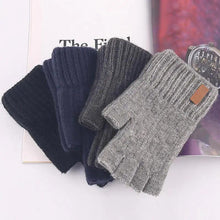将图片加载到图库查看器,Classic Knitted Fingerless Winter Unisex Outdoor Gloves For Men Women Retro Soft Unisex Stretch Elastic Warm Half Finger Cycling Gloves