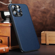 Load image into Gallery viewer, Classic Leather Case Compatible with iPhone Slim Leather Protective Case Midnight Green Luxury Genuine Leather Cover For iPhone 14 Pro 13 12 11 Pro Max X XS XR 7 8 Plus Case Vintage Leather Business Men Iphone Case