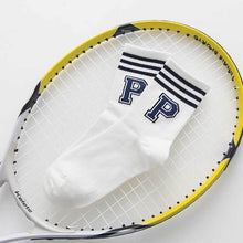 Load image into Gallery viewer, Classic Letter Print Fashion Sporty Short Socks Girls Cute Harajuku Socks Casual Cool Skateboard Socks Made Out Of Pure Cotton Breathable Socks For Men And Women