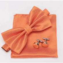 将图片加载到图库查看器,Classic Men Bowtie Cufflinks Set Casual Men's Fashionable Style Solid Color Bowties Elegant Accessories