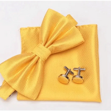 将图片加载到图库查看器,Classic Men Bowtie Cufflinks Set Casual Men's Fashionable Style Solid Color Bowties Elegant Accessories