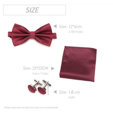 将图片加载到图库查看器,Classic Men Bowtie Cufflinks Set Casual Men's Fashionable Style Solid Color Bowties Elegant Accessories
