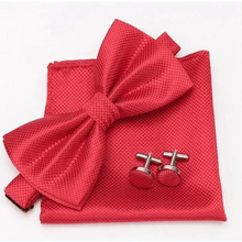 将图片加载到图库查看器,Classic Men Bowtie Cufflinks Set Casual Men's Fashionable Style Solid Color Bowties Elegant Accessories