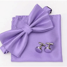 将图片加载到图库查看器,Classic Men Bowtie Cufflinks Set Casual Men's Fashionable Style Solid Color Bowties Elegant Accessories