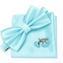 将图片加载到图库查看器,Classic Men Bowtie Cufflinks Set Casual Men's Fashionable Style Solid Color Bowties Elegant Accessories