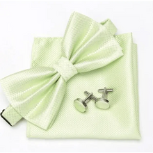将图片加载到图库查看器,Classic Men Bowtie Cufflinks Set Casual Men's Fashionable Style Solid Color Bowties Elegant Accessories