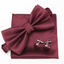 将图片加载到图库查看器,Classic Men Bowtie Cufflinks Set Casual Men's Fashionable Style Solid Color Bowties Elegant Accessories