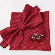 将图片加载到图库查看器,Classic Men Bowtie Cufflinks Set Casual Men's Fashionable Style Solid Color Bowties Elegant Accessories
