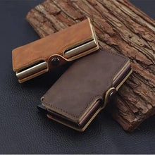Load image into Gallery viewer, Classic Multifunction Automatic Aluminum Alloy Leather Credit Card Holder Retro New Pop-Up Card Ejector Business Wallets For Men