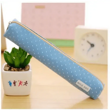 Load image into Gallery viewer, Classic Simple Candy Color Slim Canvas Pencil Pouch Pencil Bag For School Office Dot Printed Students Pencil Case