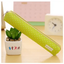 Load image into Gallery viewer, Classic Simple Candy Color Slim Canvas Pencil Pouch Pencil Bag For School Office Dot Printed Students Pencil Case