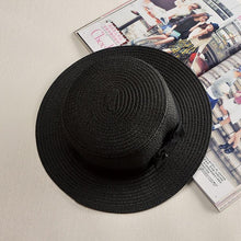 将图片加载到图库查看器,Classic Simple Female Hat For Summer Beach Hat Casual Lady Summer Solid Color Straw Hat Women Elegant Hat Traveling Hats UV Protection Sun Cap Women Flat Bowknot Design Cute Cap Girls Hat 56-58cm