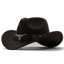 Load image into Gallery viewer, Classic Simple Women Men Wool Western Cowboy Hat Women Men's Western Cowboy Unisex Hat Gentleman Wide Brim Hat Dad Cowgirl Hats Cowgirl Hats With Wide Belt