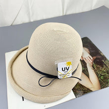 将图片加载到图库查看器,Classic Style Straw Hat Women Foldable Traveling Summer Women's Big Sun Hat Vintage Design Wide Side Straw Hat Female Summer Beach Hat Holiday Party Cap 56-58CM