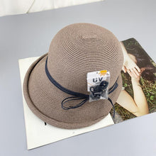 将图片加载到图库查看器,Classic Style Straw Hat Women Foldable Traveling Summer Women's Big Sun Hat Vintage Design Wide Side Straw Hat Female Summer Beach Hat Holiday Party Cap 56-58CM