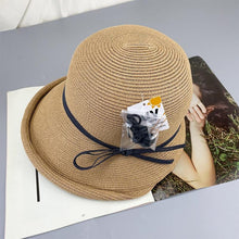 将图片加载到图库查看器,Classic Style Straw Hat Women Foldable Traveling Summer Women's Big Sun Hat Vintage Design Wide Side Straw Hat Female Summer Beach Hat Holiday Party Cap 56-58CM