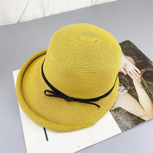 将图片加载到图库查看器,Classic Style Straw Hat Women Foldable Traveling Summer Women's Big Sun Hat Vintage Design Wide Side Straw Hat Female Summer Beach Hat Holiday Party Cap 56-58CM