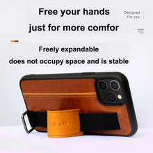 Load image into Gallery viewer, Classic Vintage Design Leather Belt Style With Strap Case for iPhone 14 13 12 Mini 11 Pro Max XS XR Max 8 7 6S Plus PU Leather Wristband Card Holder Full Cover Business Simple Iphone Case For Men And Women