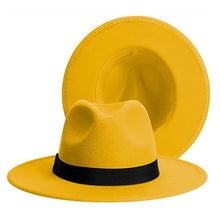 Load image into Gallery viewer, Classic Wide Brim Fedora Hat Men Women Two Colors Fedora Hats Cowboy Hat White Blue Belt Beautiful Design Soft Unisex Party Formal Hat 56-58CM