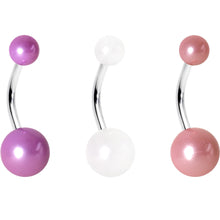 Load image into Gallery viewer, Pink Pastels and Purple Heart Orb Belly Ring Set of 5