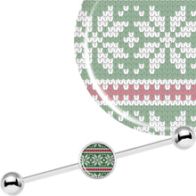 Load image into Gallery viewer, 14G Green Red Christmas Sweater Industrial Barbell 37mm