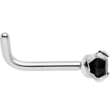 Load image into Gallery viewer, 18G 1/4 Black 3mm CZ Gem Steel L-Shape Nose Ring