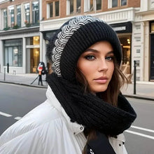 Load image into Gallery viewer, Coldproof Warm Beanie With Pom Classic Hooded Scarf Elastic Knit Hats Warm Beanies