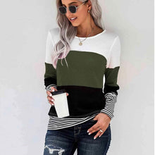 将图片加载到图库查看器,Colorblock Waffle Knit Striped Panel Tee