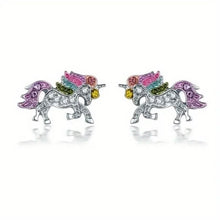 Load image into Gallery viewer, Colorful Cartoon-Themed Unicorn Earrings, Necklace, Ring & Bracelet Jewelry Set