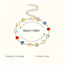 Load image into Gallery viewer, Colorful Heart-Shaped Zirconia Bracelet