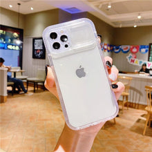 Load image into Gallery viewer, Colorful Translucent Slide Camera Lens Protection Shockproof Phone Case for iPhone Transparent Shockproof Phone Case For iPhone 13 12 11 Pro Max XR XS Max Slide Camera Lens Protection Clear Back Cover