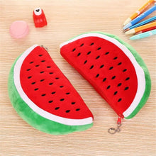 Load image into Gallery viewer, Colorful Watermelon Shaped Plush Soft Students Pencil Case Makeup Pouch Cute Design